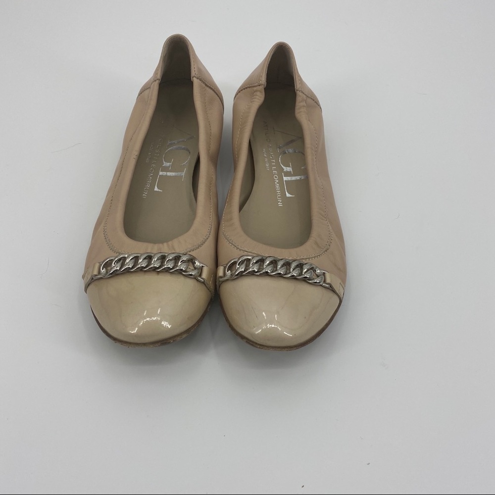 AGL nude leather cap toe ballet flat sz 36